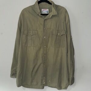Men's Olive Green Button Up Shirt
